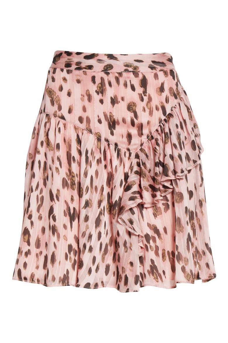 Heidi Leopard Metallic Ruffle Chiffon Miniskirt, Alternate, color, PINK MULTI