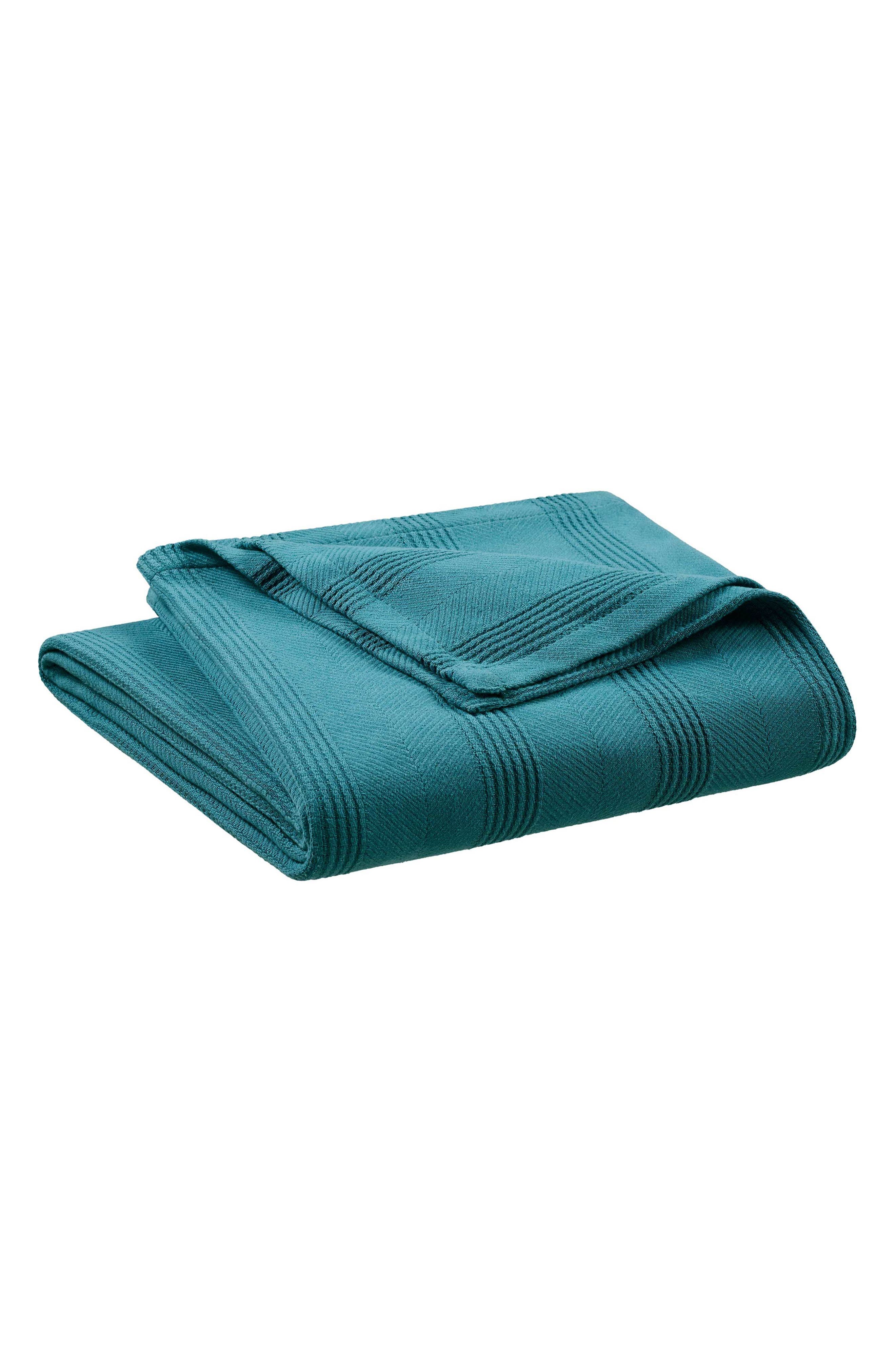Vellux Textured Cotton Throw Blanket In Green