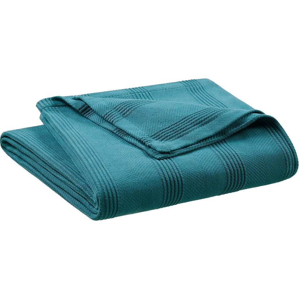 Vellux Textured Cotton Throw Blanket In Green