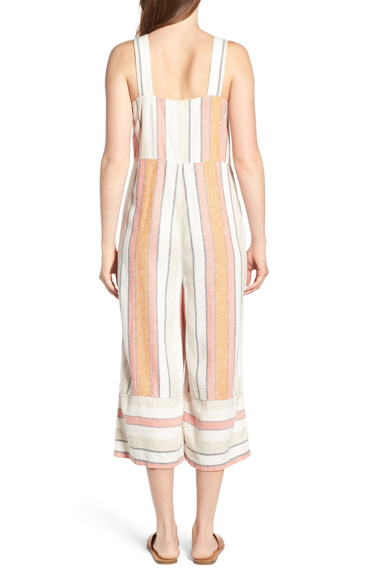 Stripe Surplice Jumpsuit, Alternate, color, IVY 70S VERTICAL STRIPE