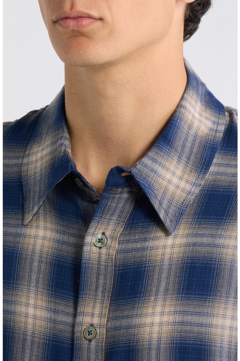 Mirabelle Plaid Rayon Shirt, Alternate, color, NAVY