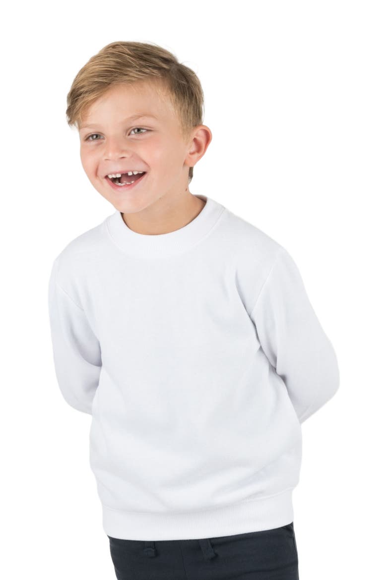 Kids Pullover Sweatshirt, Long Sleeve, Solid Colors, Main, color, WHITE