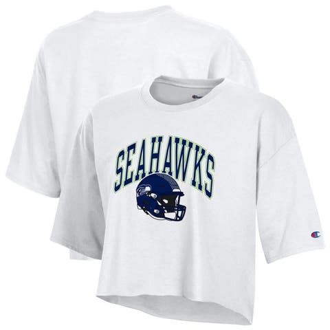 Women's Champion  White Seattle Seahawks Boyfriend Cropped T-Shirt