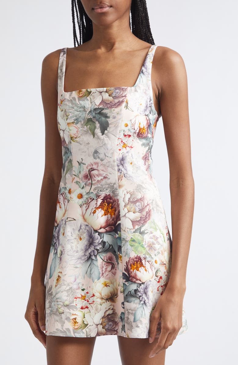 Alice + Olivia Julia Floral Print Sleeveless Minidress, Alternate, color, Sweet Peony