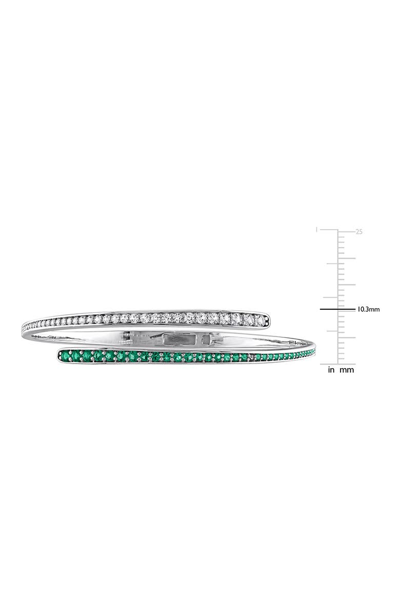 Lab Created Emerald & Sapphire Bypass Bangle, Alternate, color, GREEN