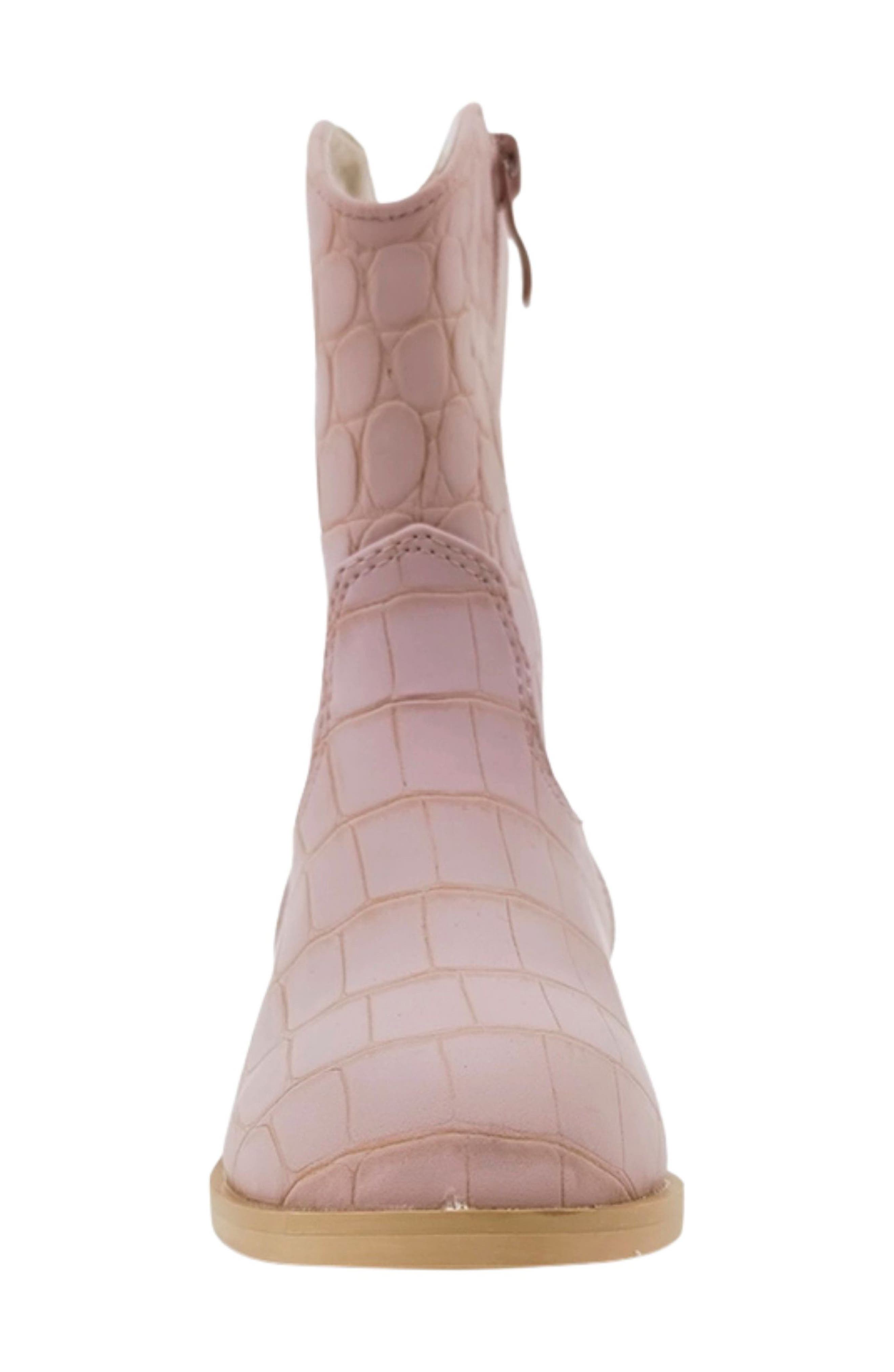 Kids' Zouzou Croc Embossed Western Boot, Alternate, color, MAUVE CROCO