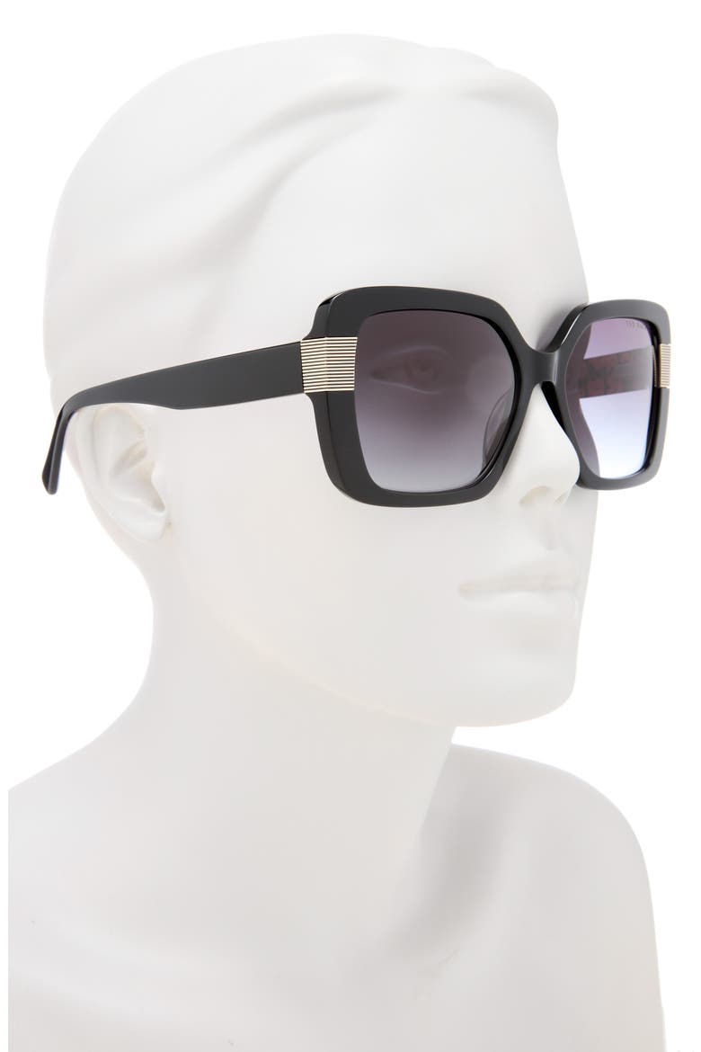 56mm Gradient Square Sunglasses, Alternate, color, BLACK