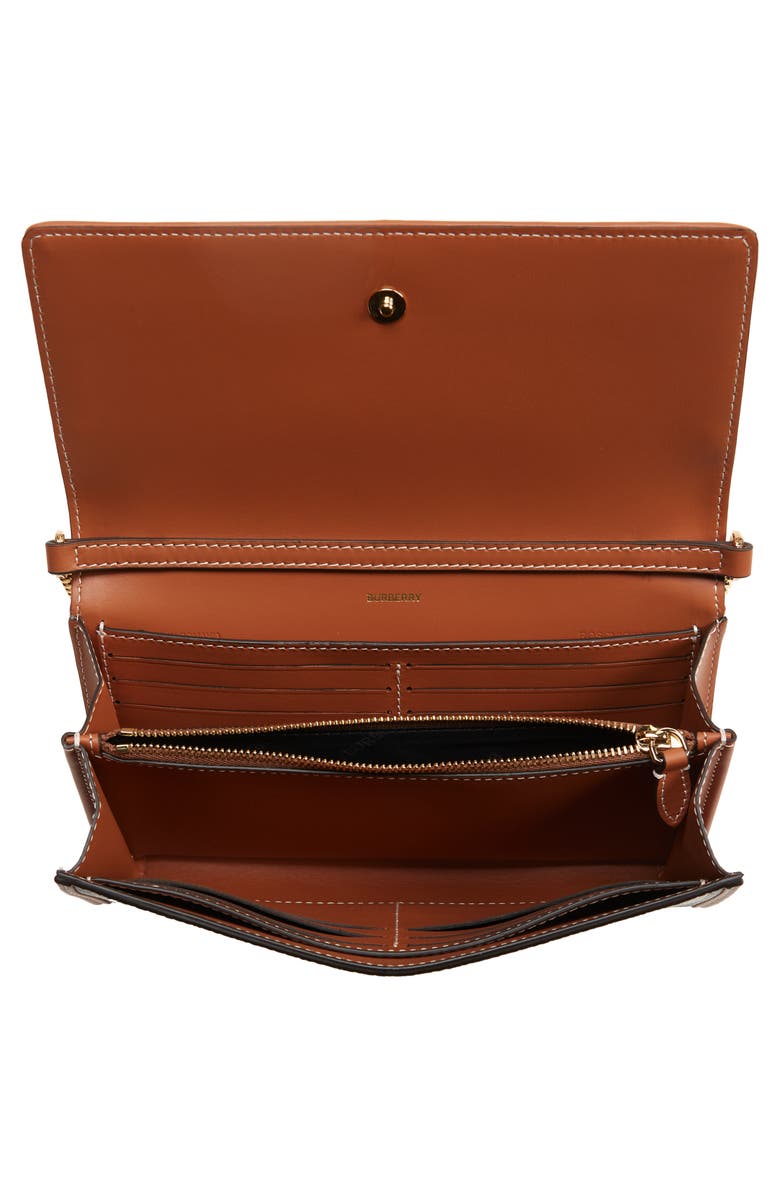 Burberry Hannah Check Coated Canvas Wallet on a Chain, Alternate, color,