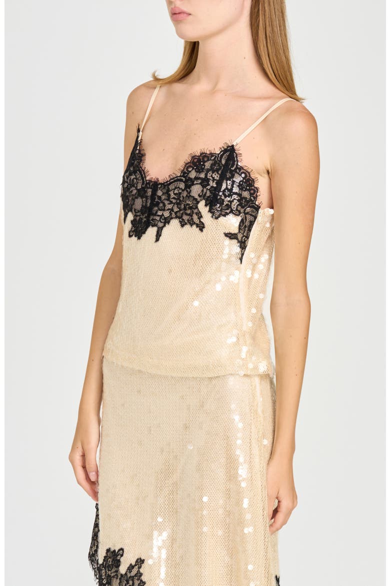 x Rose Lola Lucia Sequin Camisole, Alternate, color, CREAM
