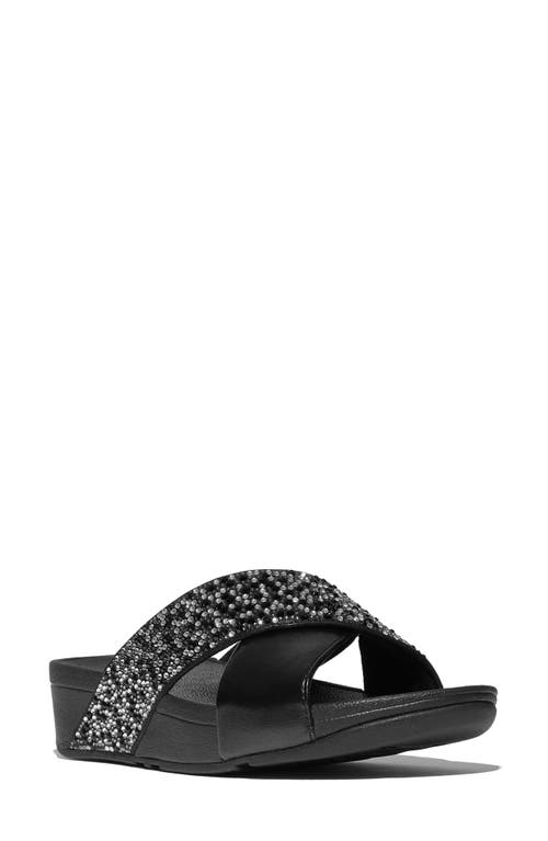 Fitflop Lulu Crystal Embellished Slide Sandal In All Black