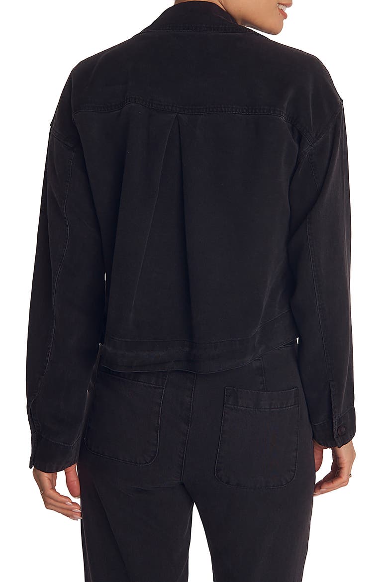 Crop Button-Up Shirt, Alternate, color, DARK GRAPHITE WASH
