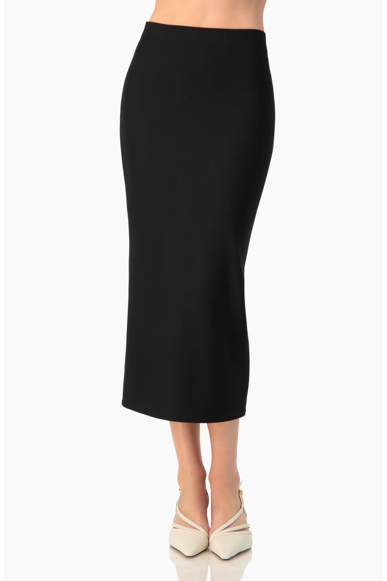 Smooth Stretch Knit High-Waist Fitted Midi Skirt, Main, color, Black