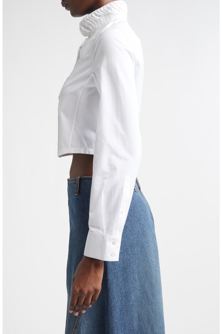 Twisted Detail Crop Poplin Shirt, Alternate, color, BLANC