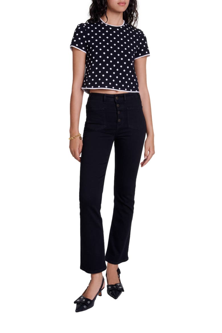 Fancy knit top, Alternate, color, Black / white