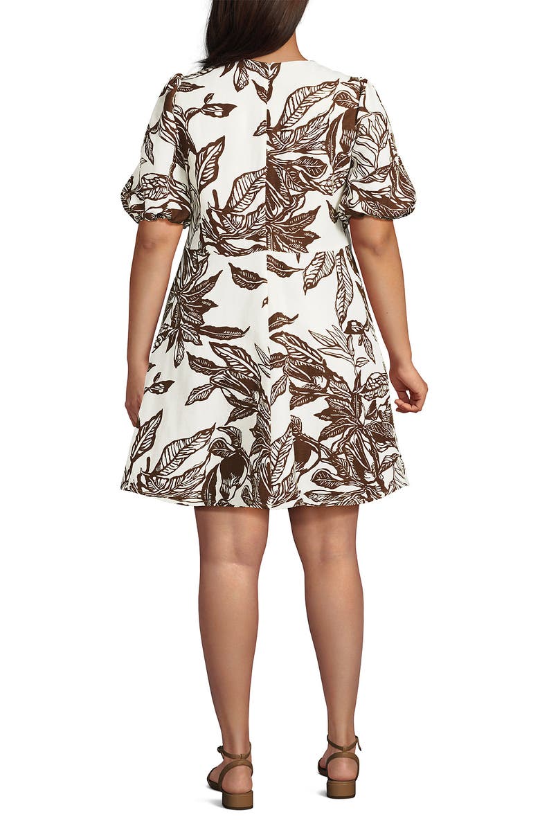 Lands' End Linen Above the Knee Puff Sleeve Dress | Nordstrom