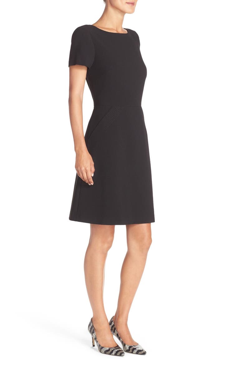Stretch A-Line Dress, Alternate, color, BLACK