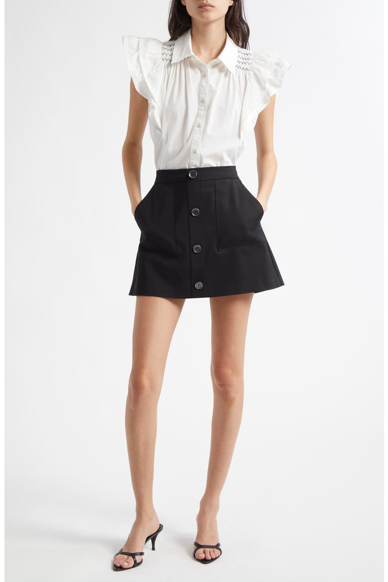 Behati Button Front Miniskirt, Alternate, color, BLACK