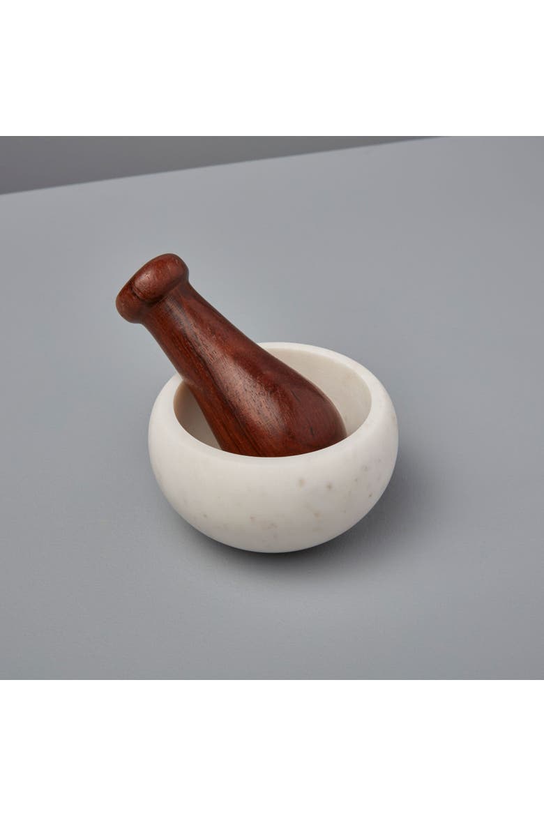 White & Wood Mortar & Pestle, Alternate, color, Marble