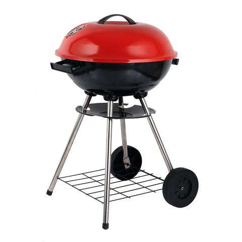 BB-1701 17" Portable Charcoal BBQ Grill, Red