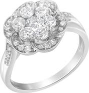 Haus of Brilliance 14K White Gold Floral Cluster 1.00 Ctw Diamond Ring