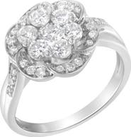 Haus of Brilliance 14K White Gold Floral Cluster 1.00 Ctw Diamond Ring
