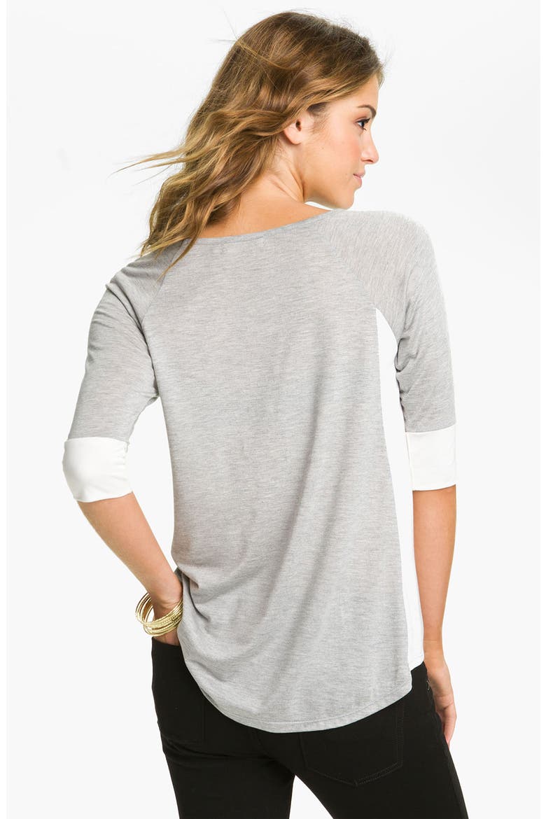 Gathered Colorblock Top, Alternate, color, HEATHER GREY/ IVORY
