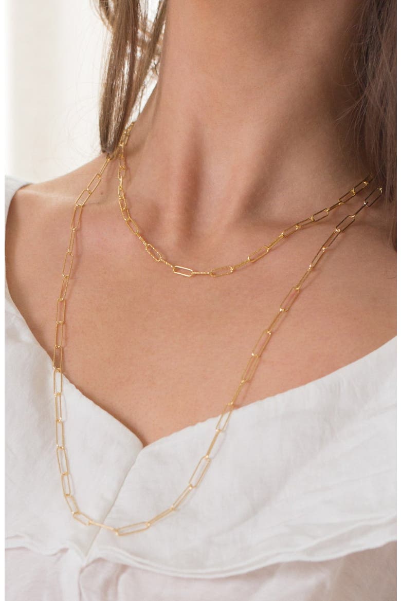 18k Gold Plated Sterling Silver Sinai Textured Chain Necklace Gift Idea, Alternate, color, Gold