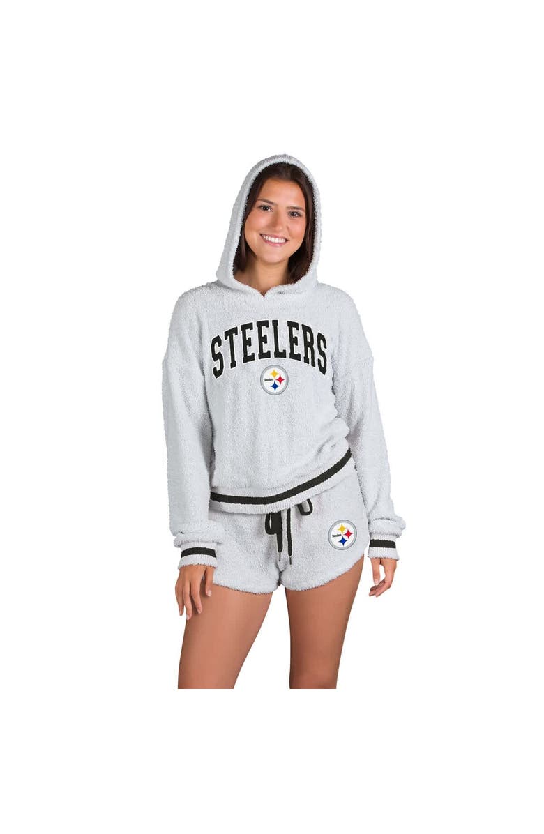 CONCEPTS SPORT Women's Concepts Sport  Gray Pittsburgh Steelers Whitley Long Sleeve Hoodie Top & Shorts Set, Main, color, Gray