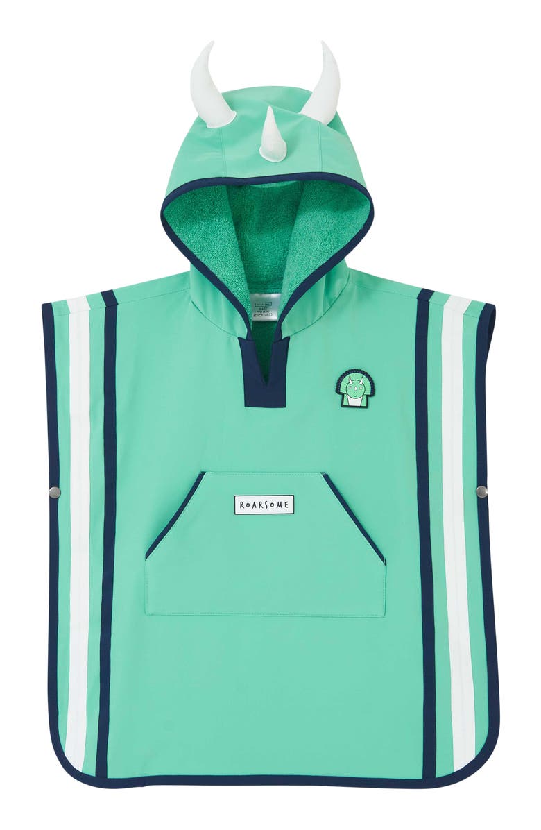 Roarsome Poncho Towel, Main, color, Medium Green