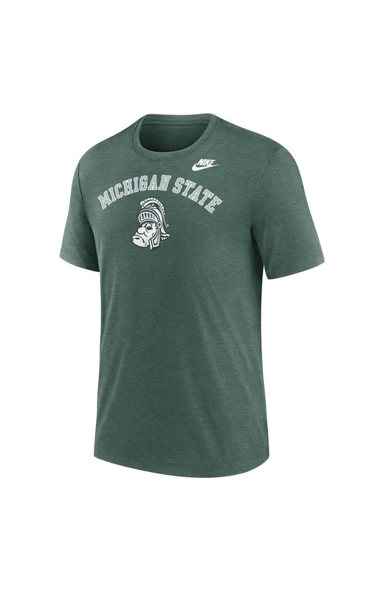 Nike Men's Nike Heather Green Michigan State Spartans Legacy Arch Tri-Blend T-Shirt, Alternate, color, Heather Green