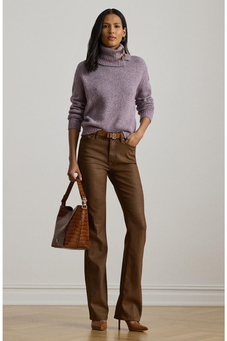 Coated High Waist Bootcut Jeans, Alternate, color, DARK TERRACOTTA