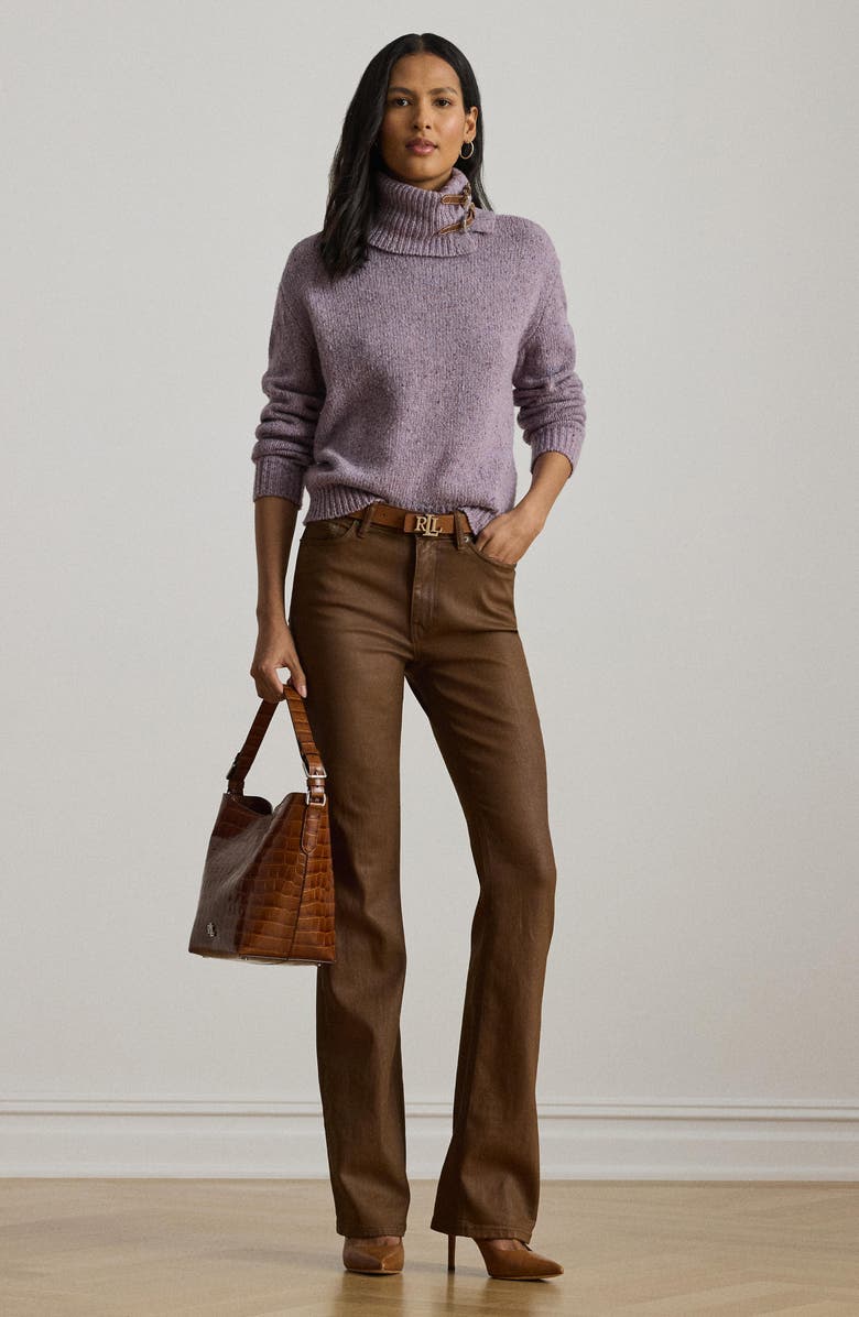 Lauren Ralph Lauren Coated High Waist Bootcut Jeans, Alternate, color, Dark Terracotta