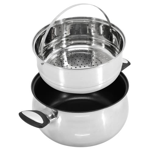 Oster Baldwyn 10 Piece Stainless Steel Belly-shaped Nonstick Cookware And Utensil Set In Silver