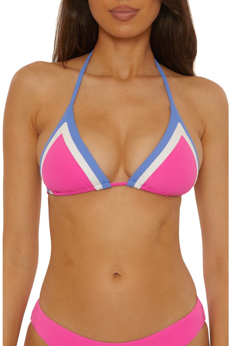 Coast Line Triangle Bikini Top, Main, color, ROSE BERRY
