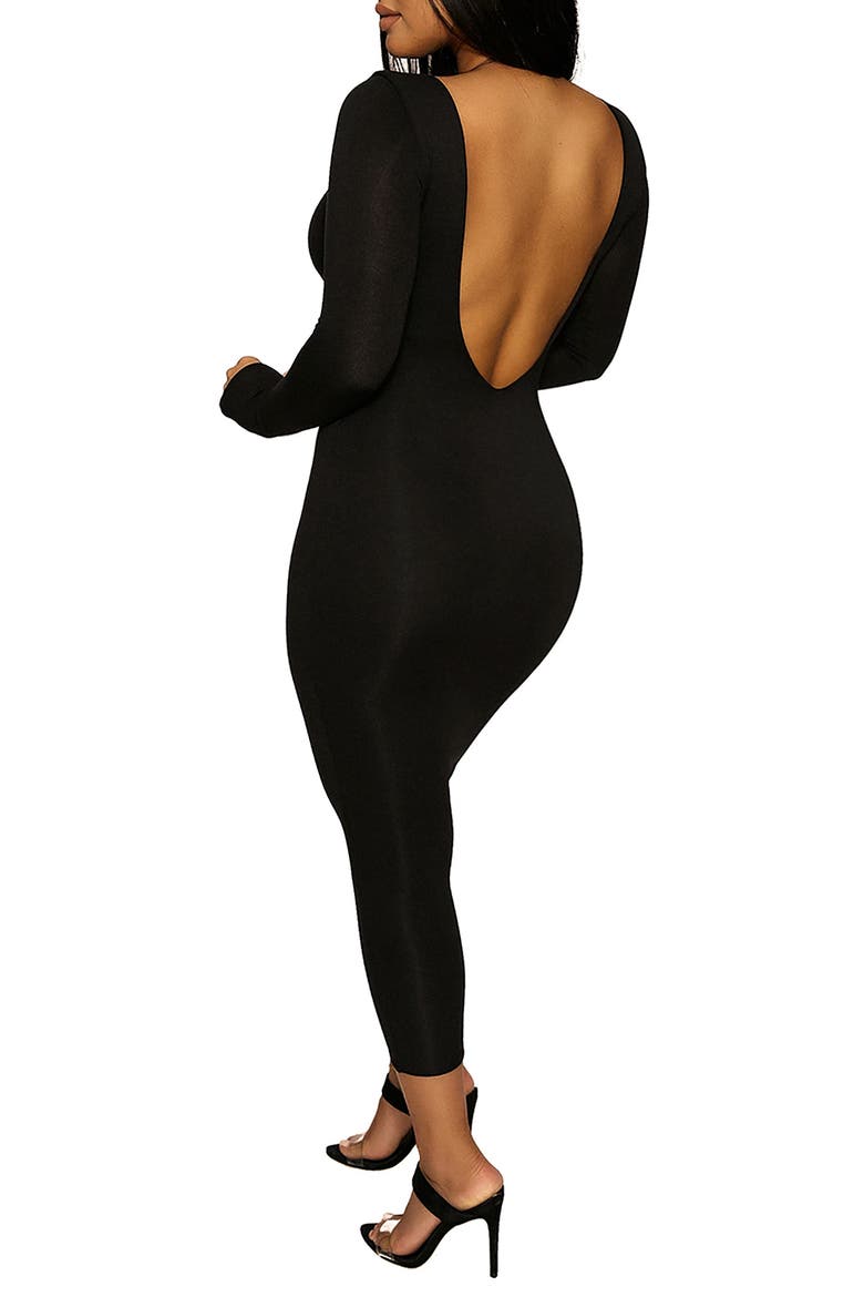 Timeless Long Sleeve Body-Con Midi Dress, Alternate, color, BLACK
