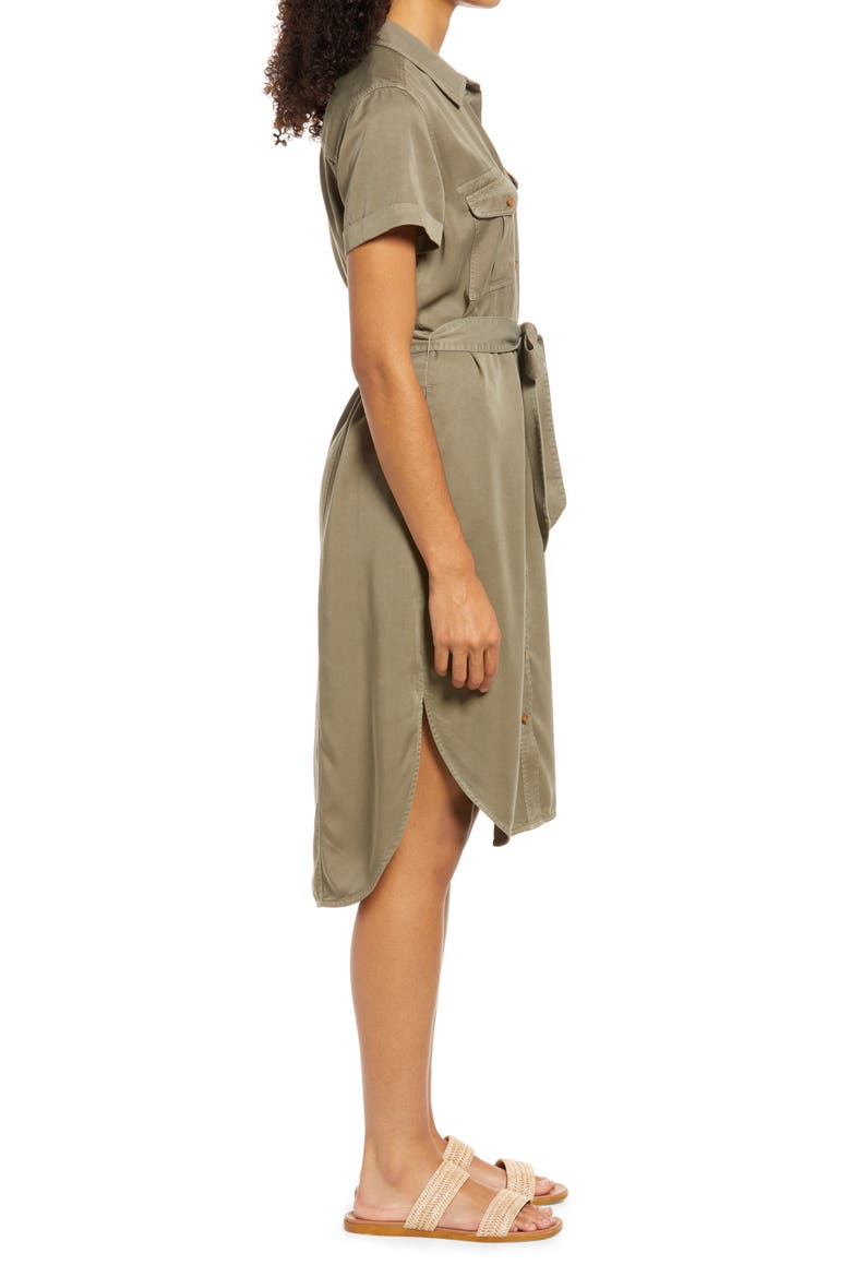 Utility Short Sleeve Shirtdress, Alternate, color, GREEN SORREL