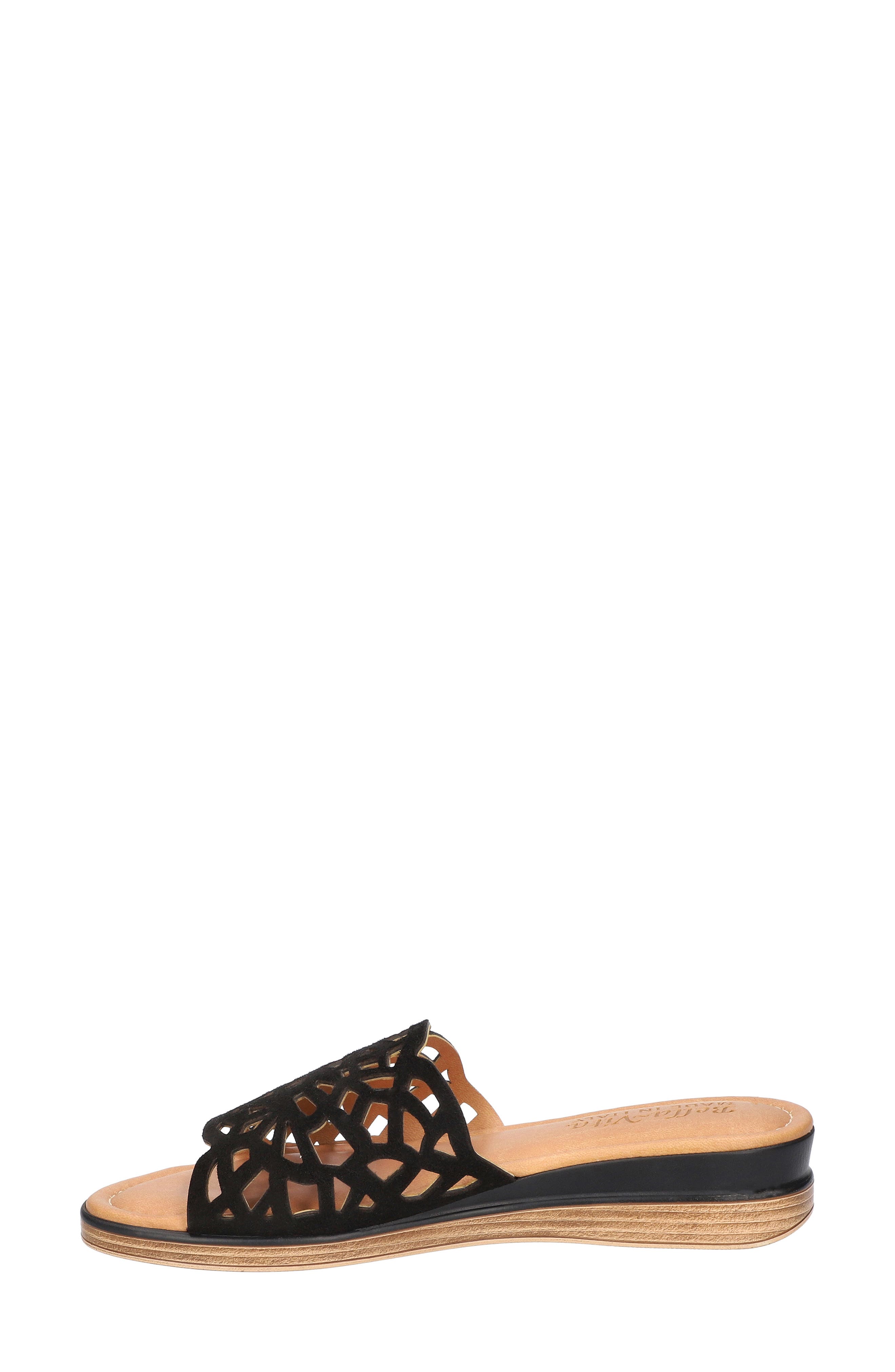 Bella Vita Cas-Italy Wedge Slide Sandal, Alternate, color, Black Italian Leather