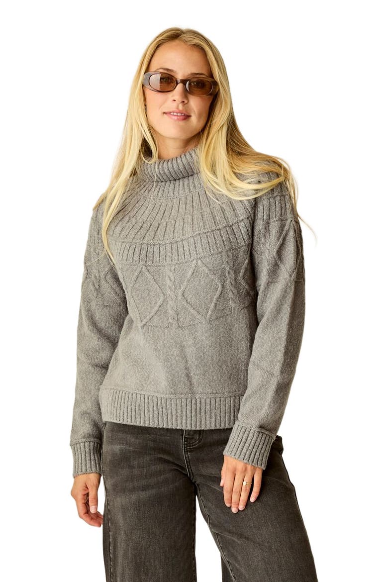 Neve Cable Turtleneck, Alternate, color, Pewter Heather