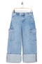 Cuffed Wide Leg Cargo Jeans