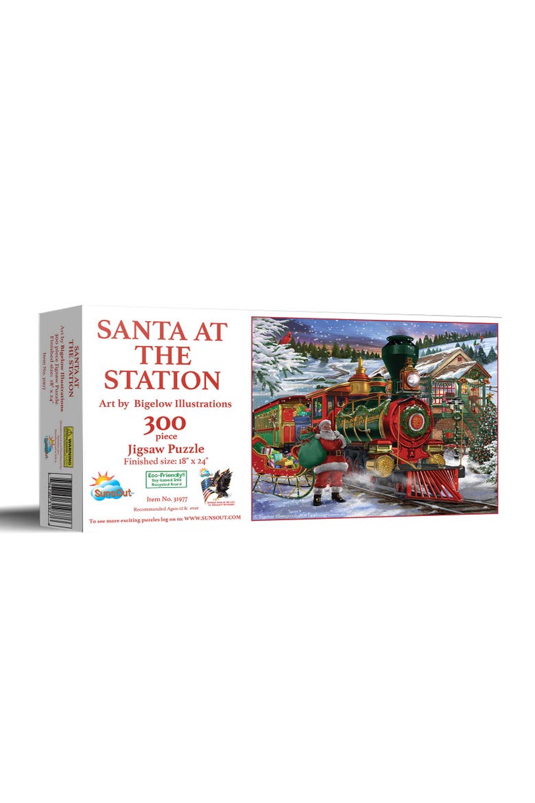 Santa at the Station 300 piece Jigsaw Puzzle for Adults, Main, color, Multicolor