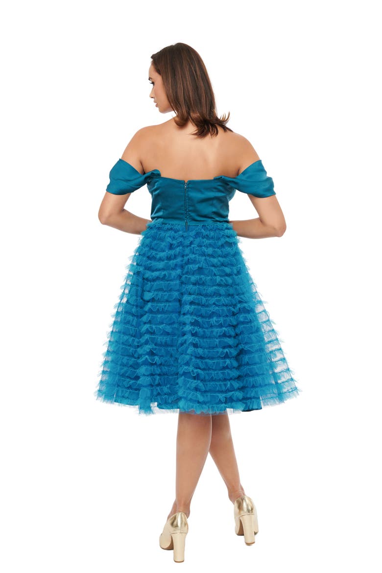 Tulle Off The Shoulder Swing Dress, Alternate, color, Teal
