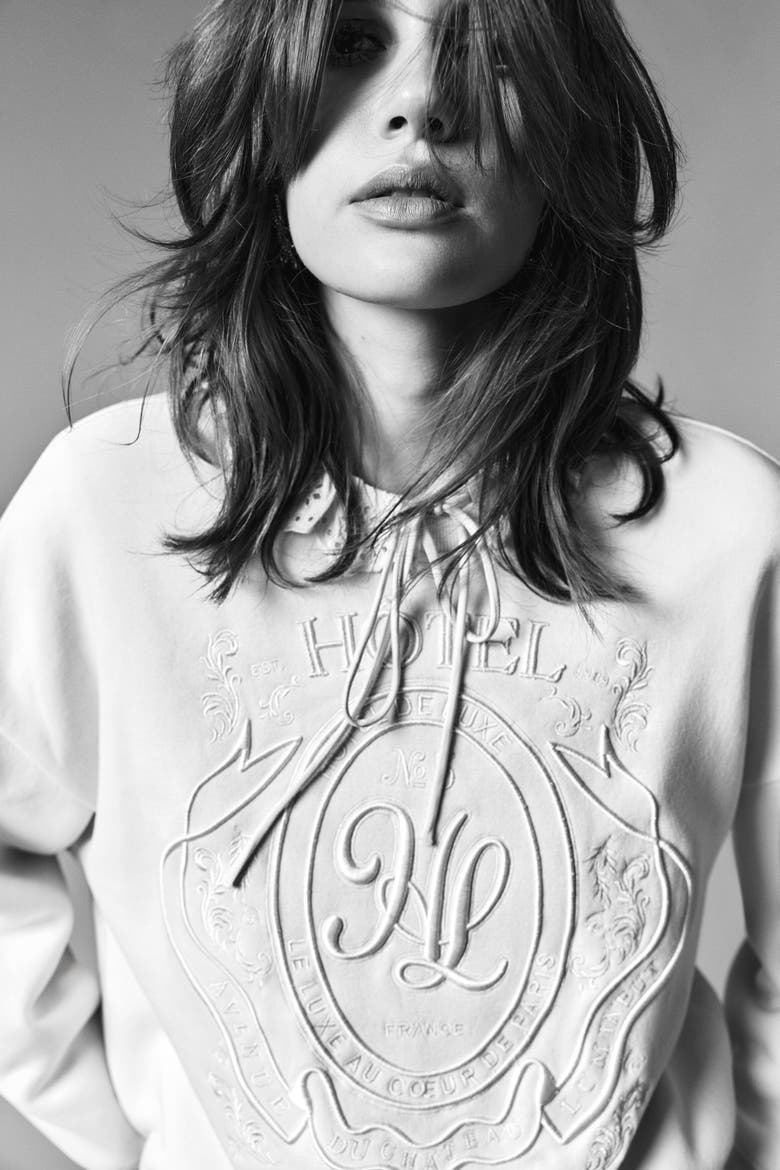 Motif-detail Sweatshirt, Alternate, color, Light beige/Hôtel de Luxe