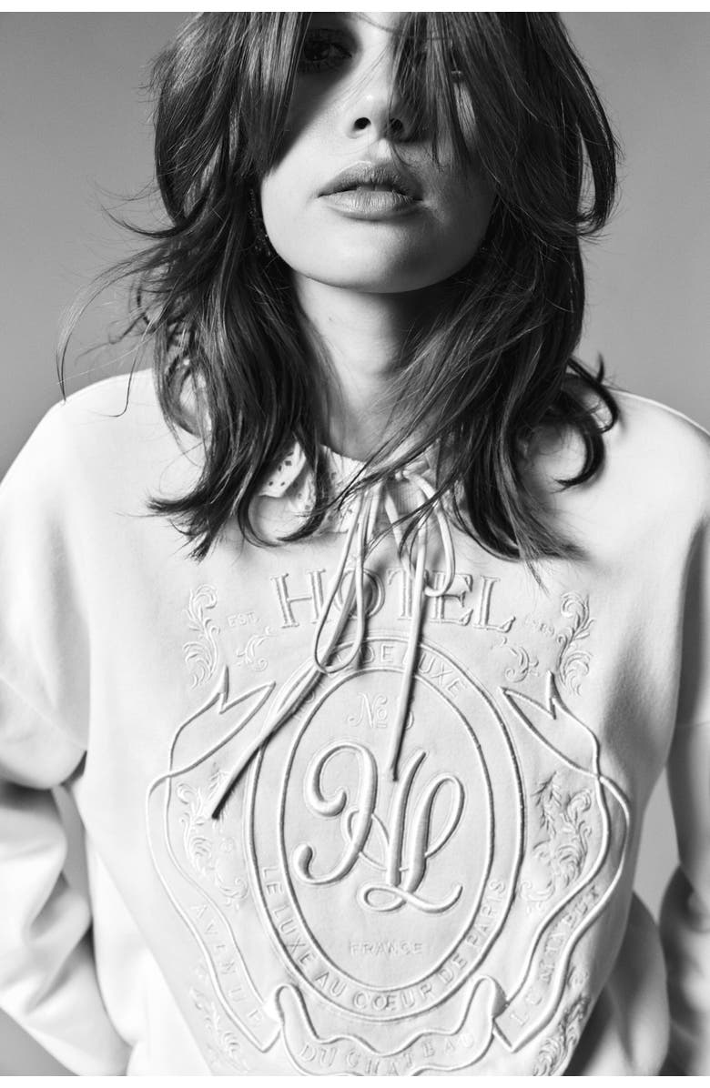 H&M Motif-detail Sweatshirt, Alternate, color, Light Beige/Hôtel De Luxe