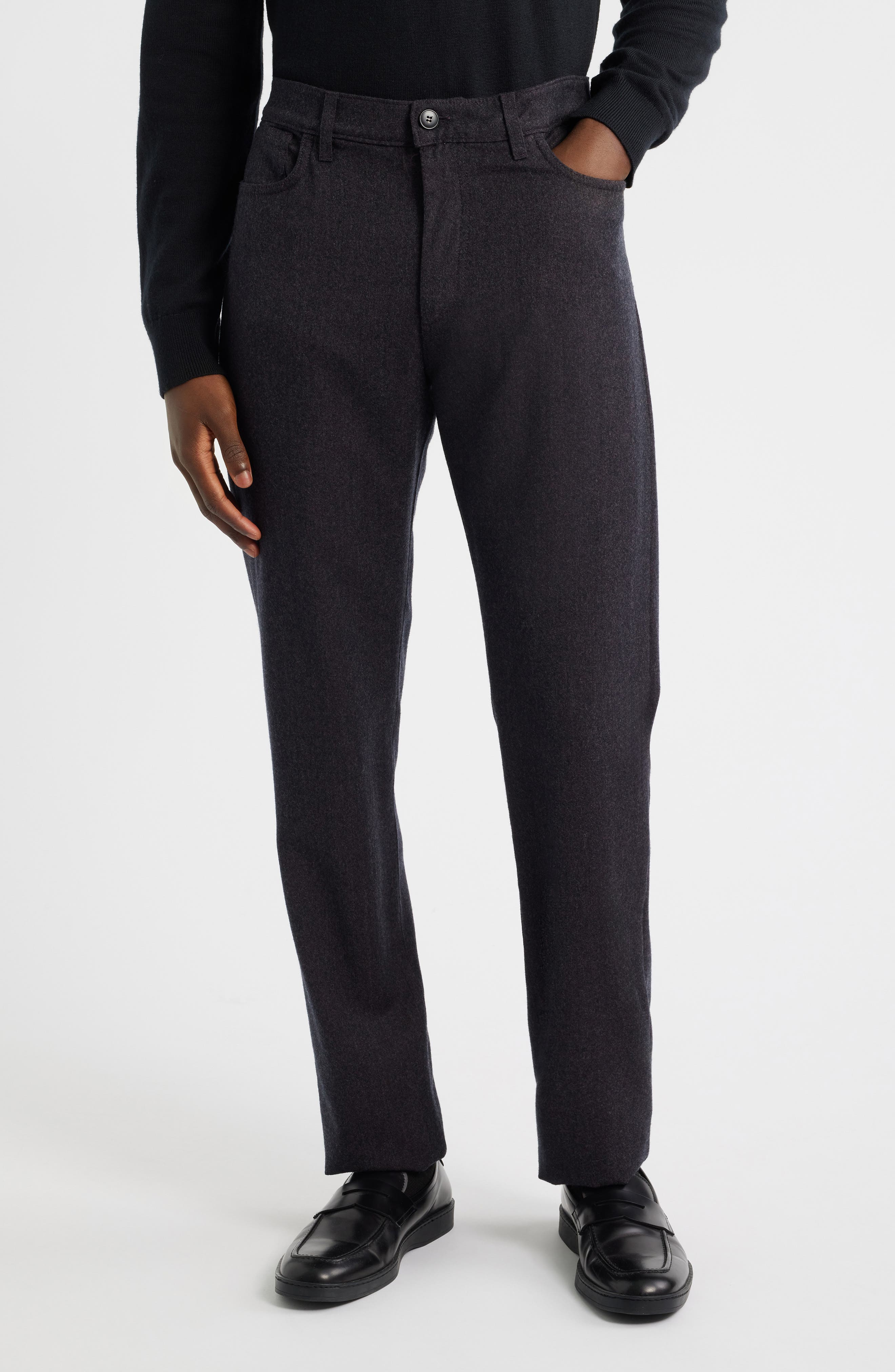 Canali Regular Fit Lightweight Wool Flannel Pants
