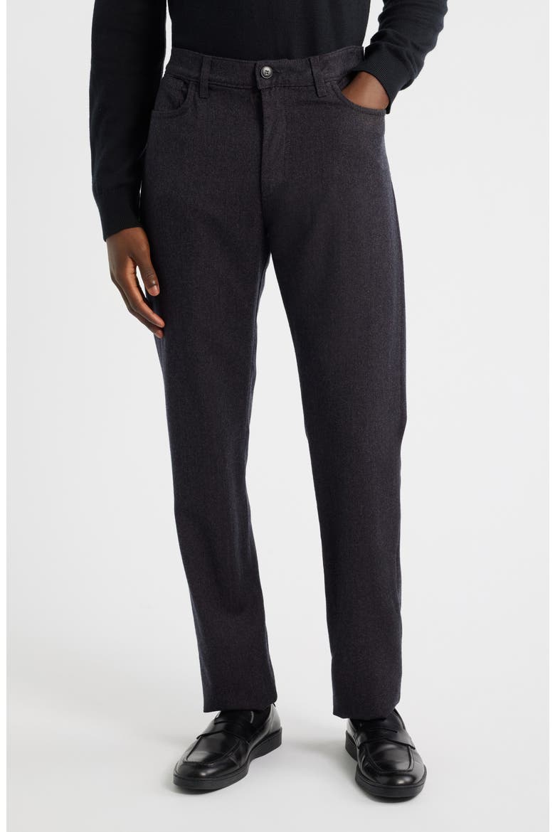 Regular Fit Lightweight Wool Flannel Pants, Main, color, DARK RED/BLACK