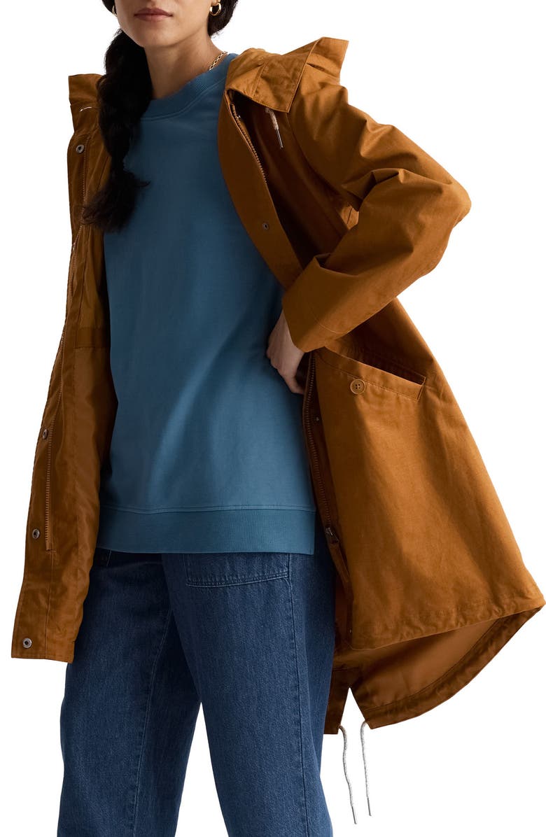 Seasalt Cornwall Seafaring Waterproof Linen & Organic Cotton Hooded Coat, Alternate, color, Nutwood