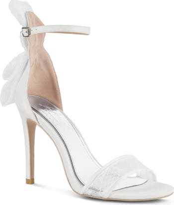 Delancy Lace Bow Satin Stiletto Sandal