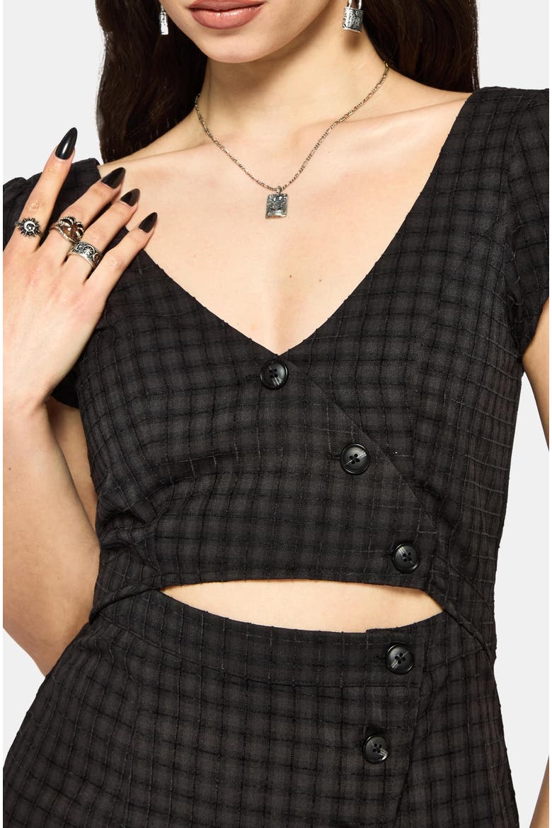 Ziggy Check Cut Out Midaxi Dress, Alternate, color, Black