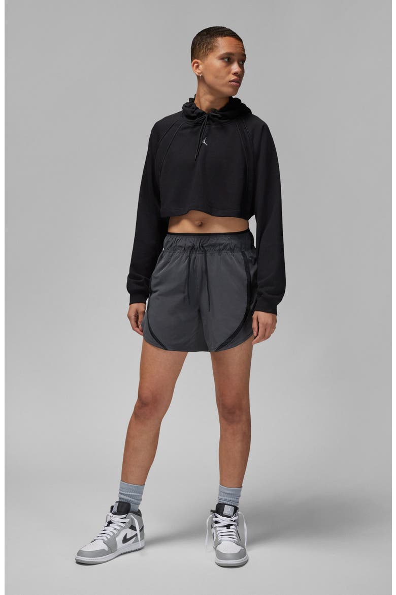 Crop Cotton Blend Hoodie, Alternate, color, BLACK/ BLACK/ BLACK/ STEALTH