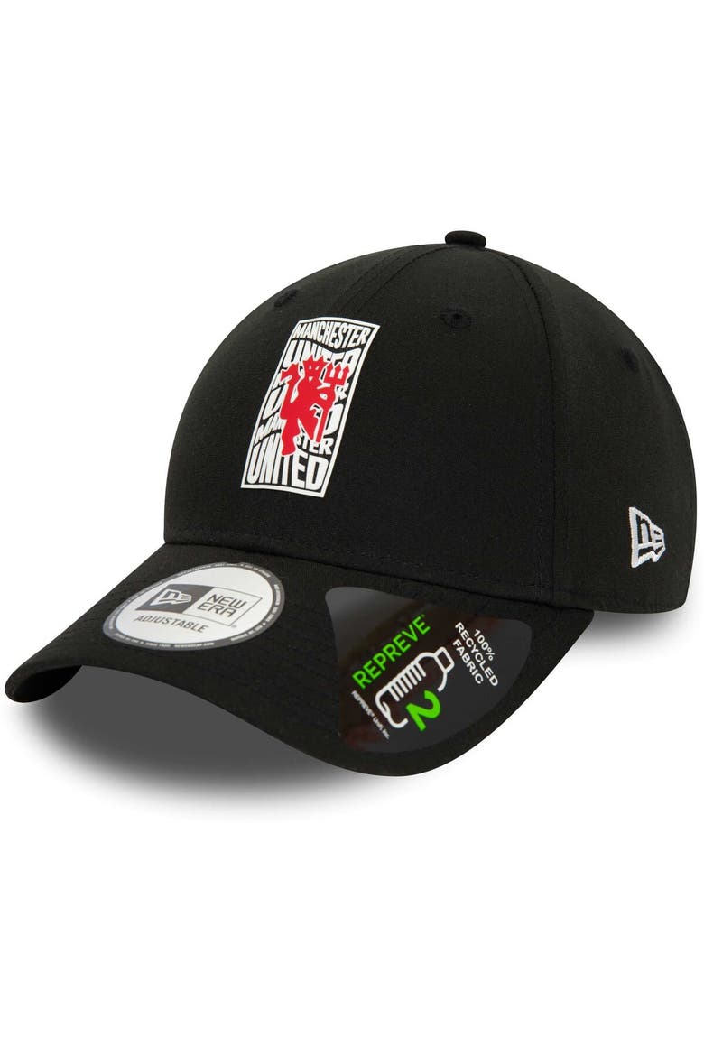 Men's New Era Black Manchester United Wordmark Repreve 9FORTY Adjustable Hat, Main, color, Black